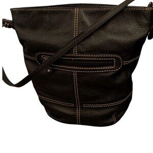 Tignanello Black Leather Shoulder Bag with Silver Accents Like New!!!